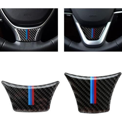 Car Styling Real Carbon Fiber Steering Wheel Sticker M stripe Emblem 3D Sticker For BMW 5 7 series F10 F01 F07 2011 2012 - 2017