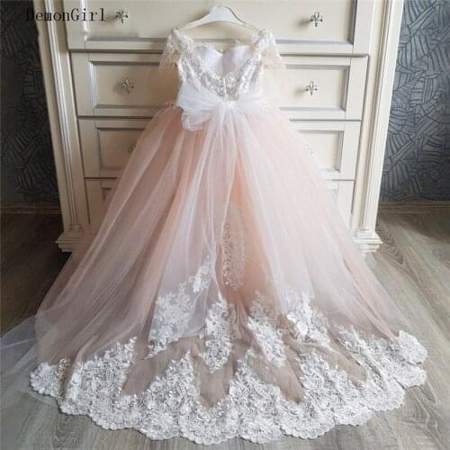 Ball Gown Baby Girl Birthday Dresses Lace Applique Illusion Long Sleeve Girl Wedding Party Gown First Communion Dress