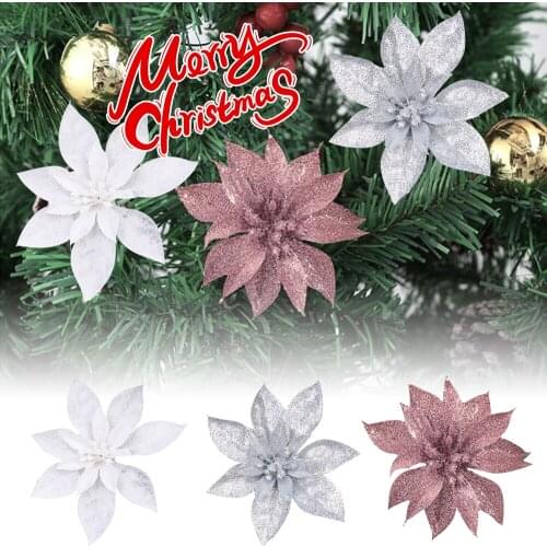 Large Artificial Gold ,silver,red Rose Flower Heads for Home Wedding Decoration Diy Christmas Tree Silk Flowers 2