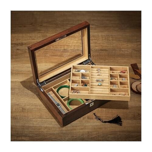 Luxury 2layers original wood jewelry storage box jewlery organizer wooden box organiser box for womens gifts MSSH027