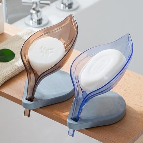 Soap Holder Leaf Shape, Self Draining Soap Dish for Bar Soap, Decorative Plastic Soap Case, Soap Box for Shower Bathroom Kitchen