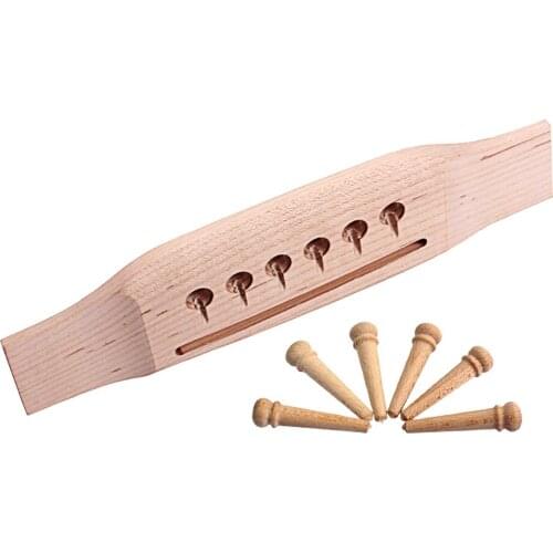 Exquisite Maple Wood Acoustic Folk Guitar Bridge & Bridge Pins Pegs String Instrument Accessory DIY