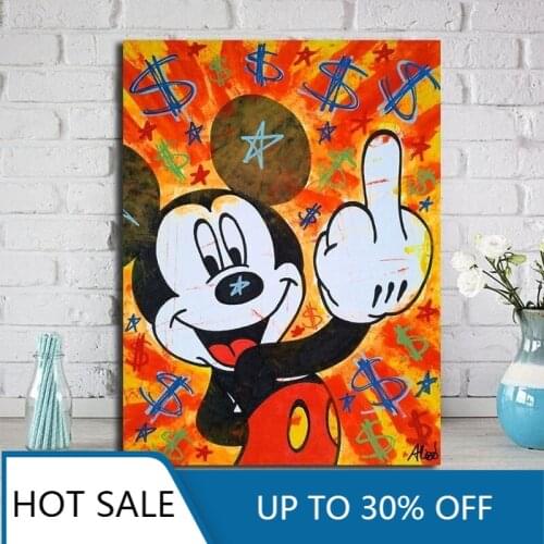 Disney Canvas Painting Graffiti Art Mickey Mouse Street Art Posters and Prints Wall Art Decor Pictures For Home Decoration