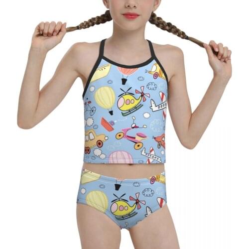 Anime boho Swimwear for Children young Girls Print Cute Anime Biquini 2021 Wholesale Brand Girl Swimming Suit