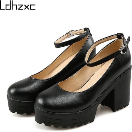 LDHZXC Womens High Heels Platform Shoes Office Party Shoes for Women Pumps Spring Autumn Fashion Buckle Big Size
