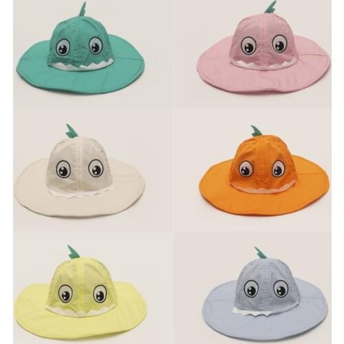 Summer Children Sunshade Caps Cute Dinosaur Breathable Baby Sun Basin Hat Outing Casual Beach Boys Girl Kids Bucket Hats