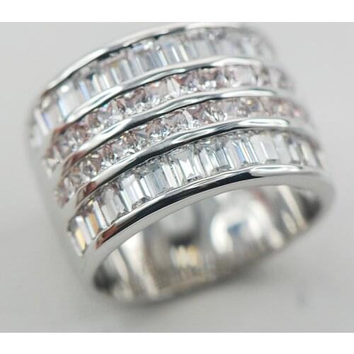 Micropave White Crystal Zircon 925 Sterling Silver Ring Size 6 7 8 9 10 11 A13