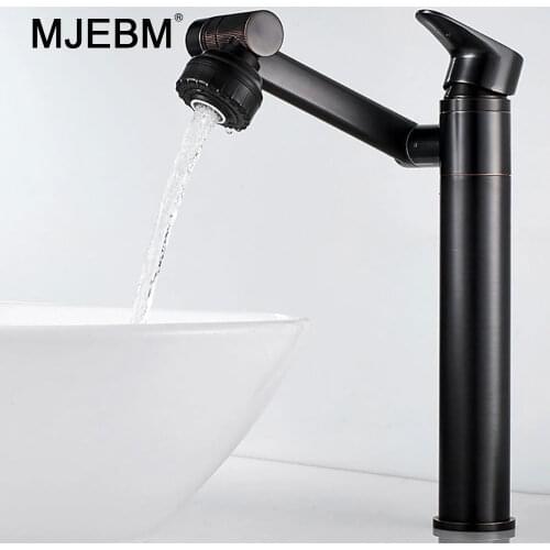 Multi-directional rotating bathroom sink faucet hot and cold water faucet crane antique bronze deck installation universal fauce