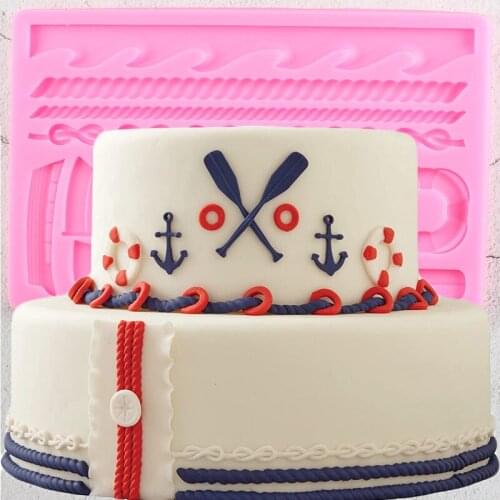 Nautical Silicone Molds Sailboat Anchor Rope Cupcake Topper Fondant Cake Decorating Tools Candy Clay Chocolate Gumpaste Moulds