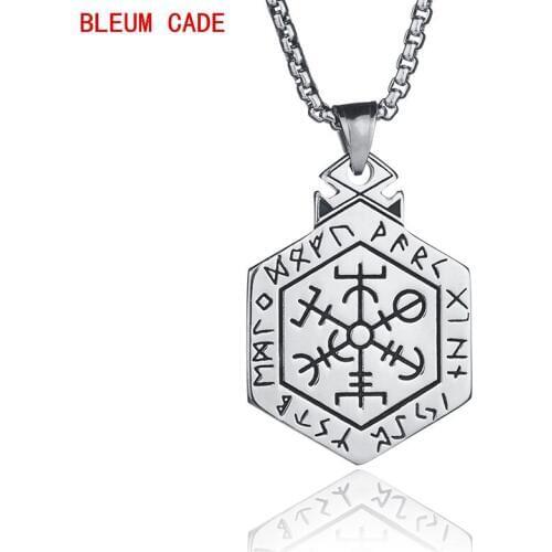 Men Stainless Steel Chain Necklaces Talisman Key of Solomon Seal Pendant Kabbalah Pagan Wiccan Necklace