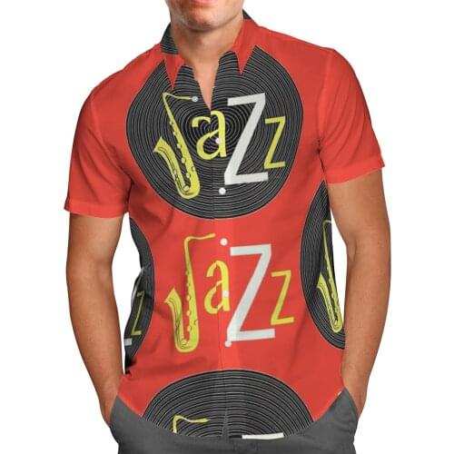 Jazz Music 3D Beach Hawaiian 2021 Summer Mens Shirt Short Sleeve Shirt Streetwear Oversized 5XL Camisa Social Chemise Homme-529