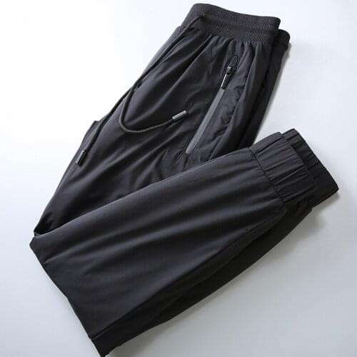 JSBD winter cold thickened warm cotton trousers men outdoor wear down cotton elastic waist casual pants