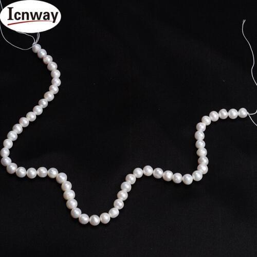 Natural AA white round freshwater Pearl 7-8mm For Jewelry Making 15inches DIY necklace bracelet earring FreeShipping Wholesale