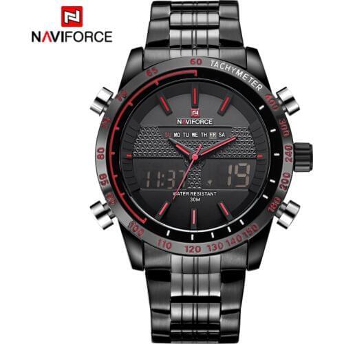 Luxury Brand Naviforce Men Sports Watches Mens Quartz LED Clock Male Full Steel Army Military Wrist Watch relogio masculino