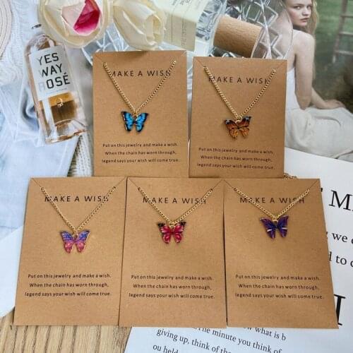 New 2021 Korean Fashion Cute Butterfly Pendant Necklace for Women Girls Summer Simple Bohemia Boho Necklace Choker Jewelry Gifts