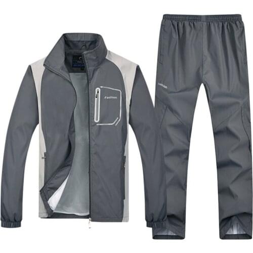 New Mens Set Spring Autumn Men Sportswear 2 Piece Set Sporting Suit Jacket+Pant Sweatsuit Male Clothing Tracksuit Size L-5XL
