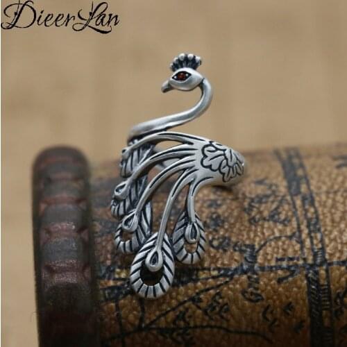 Charming Open Big Peacock Ring for Women Vintage Boho Party Rings Gothic Punk Jewelry Gifts for Girls 2021