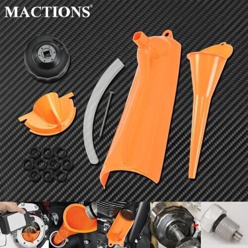 Primary Case Oil Fill Funnel Filter Funnel Filler Cover End Cap Wrench 1105 Sealing O-Ring Orange For Harley Sportster Touring