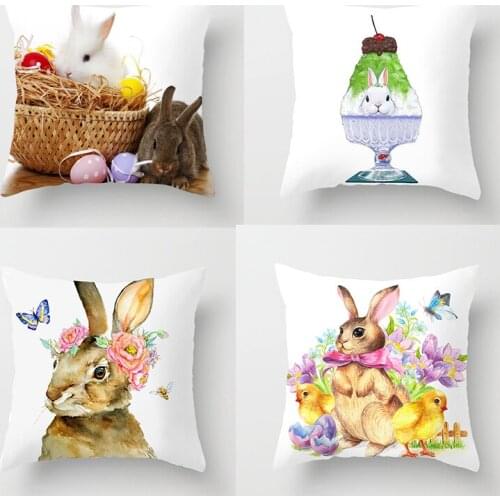 Easter Decoration For Home Easter Rabbit Eggs Pillowcase Bunny Easter Party Decoration Supplies Easter Party Favor Gift 45*45cm