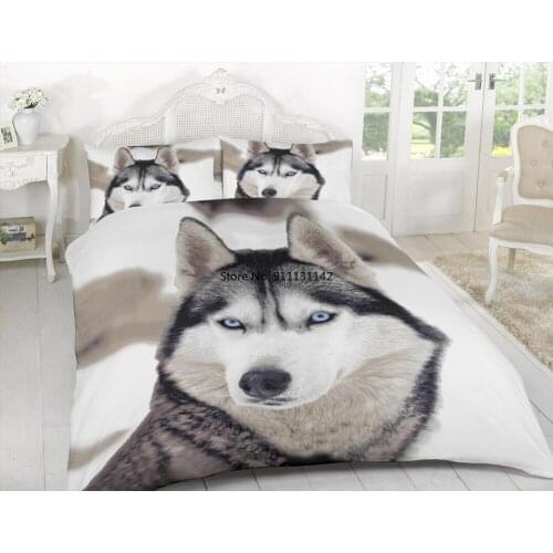 3D Husky Animal Digital Print Down Quilt Cover Pillowcase Deluxe Bedroom Decoration Bedding Set Home Textile