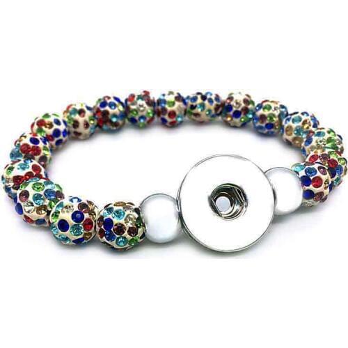 Christmas 029 Interchangeable Jewelry Candy Colors Expandable Bead Stretch Glass Bead Bracelet 18mm Snap Button Jewelry Bangle