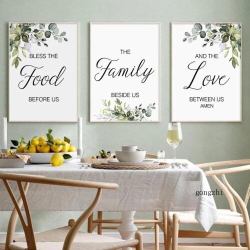 Food Family Love Nordic Life Poster Watercolor Plant Leaf Canvas Painting Prints Kitchen Wall Art Picture Dining Room Home Decor