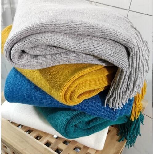 Grey Yellow Blue Plaid Blanket Super Soft Winter Bed Bedding Warm Soft Quilt Cotton Crochet Sofa Cover Blanket Bed Supplies