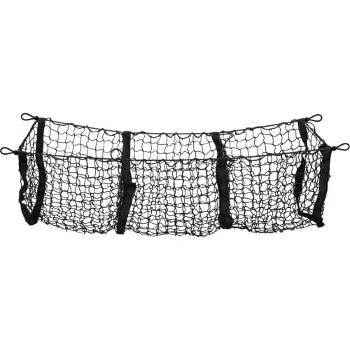 Trunk Cargo Net 3 Pocket Car Mesh Organizer Truck SUV Universal w/ 4 Hook