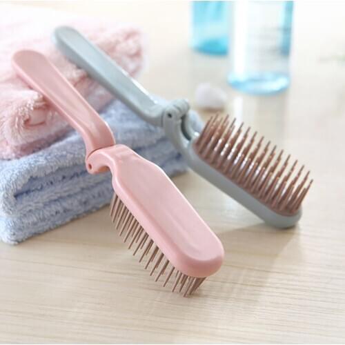 1pc Foldable Hair Comb Portable Travel Curling Straight Hair Brush Soft Tooth Anti Static Head Massager Hair Styling Accessaries