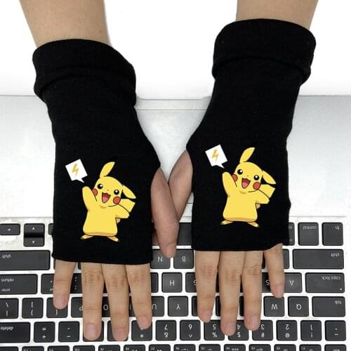 TAKARA TOMY Pokemon Non-slip Hand Five-finger Touch Screen Warmer Printing Gloves Autumn Winter Warm Cycling Gloves Gifts