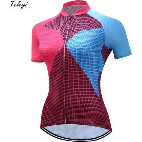 Teleyi 2017 Breathable Cycling Jersey Women Top Short Sleeve mtb Cycling Clothing Quick Dry Bicycle Jersey Bike Wear Clothes