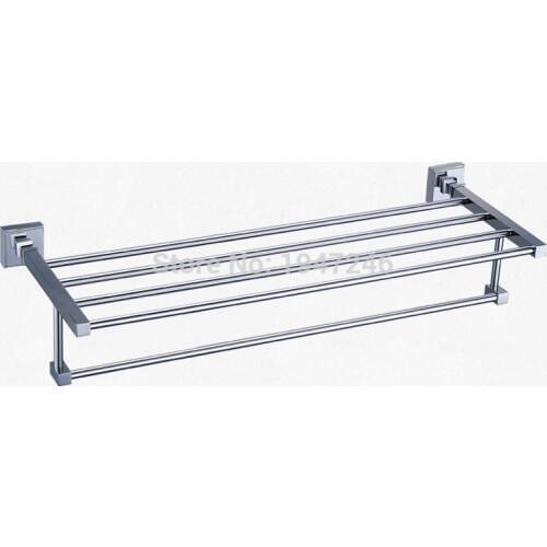High Quality Wholesale Luxury Square Stainless Steel Towel Rack Holder Clothes Shelf Wall Mounted Towel Rack Holder Towel Bar
