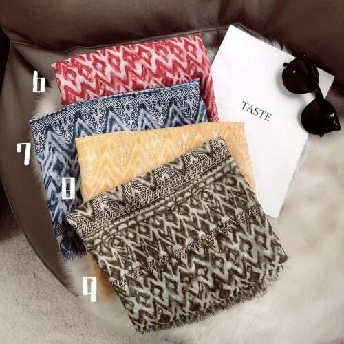 2020 New Geometry Print Fringe Scarves And Shawls Women Long soft Trendy Geometric Wrap Hijab 4 Color Free Shipping