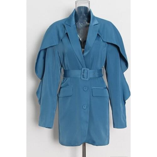 Ladies Elegant Blazer Long Sleeve Ruffle Sleeve Solid Color Single Breasted Slim Jacket 2021 Fashion New Clothing