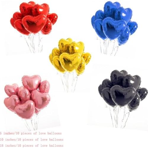 10pcs 18 Inch Rose Gold Red Balloon Love Foil Star Heart Helium Balloon Wedding Birthday Party Valentines Day Balloon