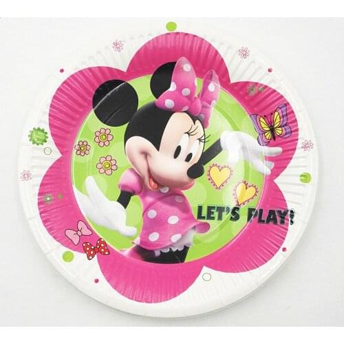 10pcs/set 7inch Minnie Mouse Plate Children Party Supplies Theme Kids Funny Hot Birthday Party Decoration