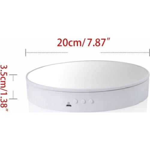 20cm 360 Degree 5V Electric rotating display stand Auto-Rotation(White mirror) X7JB
