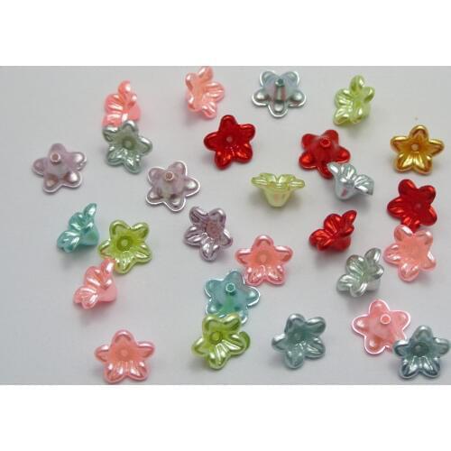 200 Ivory Acrylic Pearl Bead Cap Bellflower Bell Flower Beads 10mm