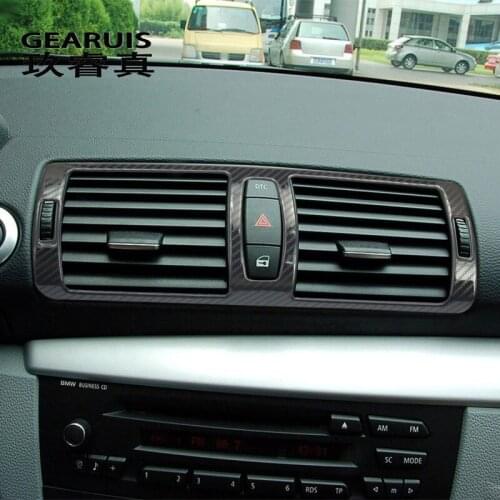 Car Styling Carbon fiber For BMW 1 Series E81 E82 E87 interior Stickers Central control Air Outlet Frame Trim covers Accessoires