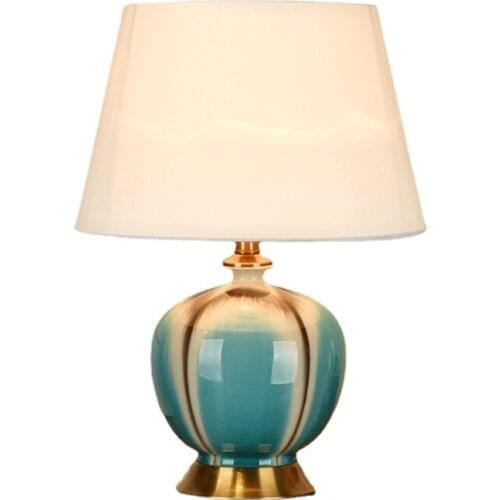 Free Shipping Blue Ceramic Table Lamps for Bedroom Bedside Lamp Living Room Home Decor Warm Decorative Table Lamp Bedroom Lamp