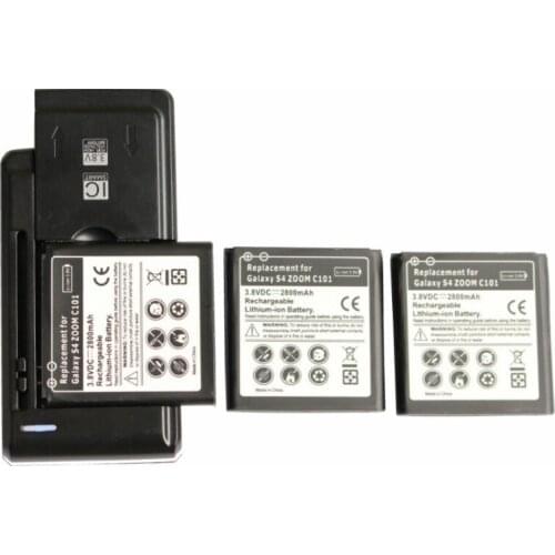Ciszean 3x 2800mAh B740AC/K/E/U Replacement Battery + Charger For Samsung Galaxy S4 Zoom C101 C1010 C105A C105 NXF1 NX3000 i939D