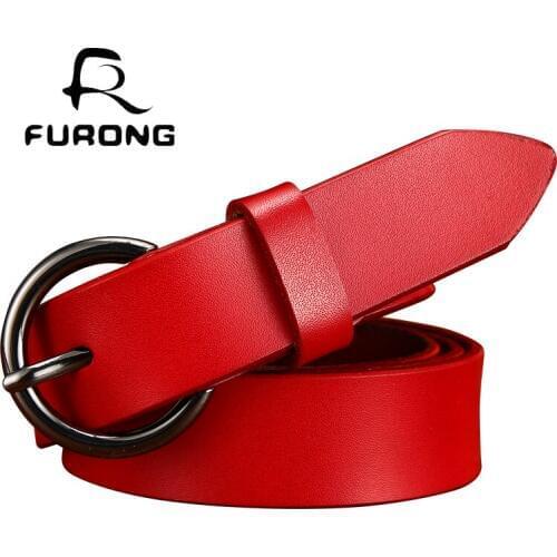FURONG designer women wide belt real cow leather ladies pin buckle 95-130cm full-grain leather womens designer belts luxury
