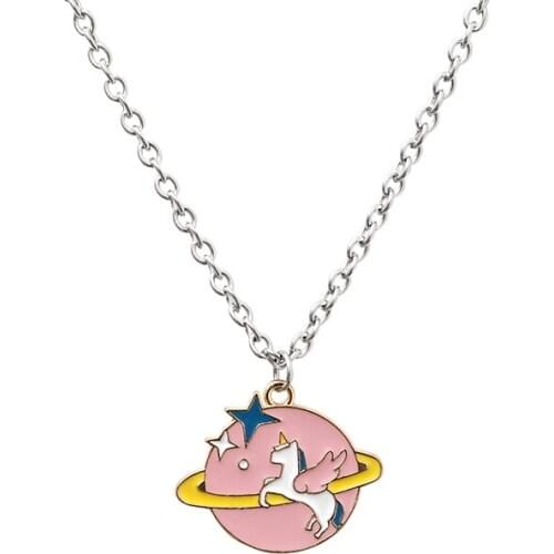 Custom pink horse Hanging Chain nacklace lapel pin hard enamel for girls mother gift girfriend can be customized with your logo