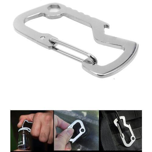Quickdraw Carabiner Buckle Multi Tool Multipurpose Multifunction Gadget Camp Hike Outdoor keychain Mountain Climb Mountaineer