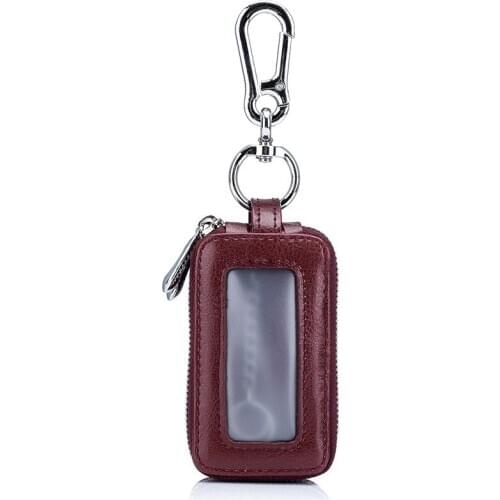 Mini Simplicity Fashion Second Layer Leather Bag 2 Zipper Pockets Waist Metal Buckle Automobile Car Key Holder