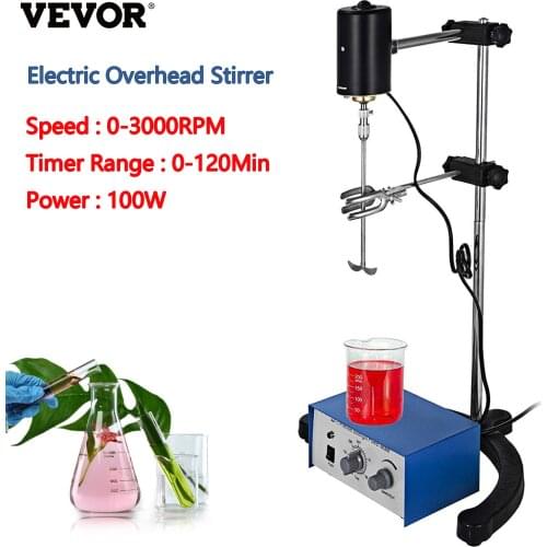 VEOVR 3000RPM Electric Overhead Stirrer Mixer Magnetic Agitador Vortex Blender Shaker for Medical Biological Chemical Laboratory
