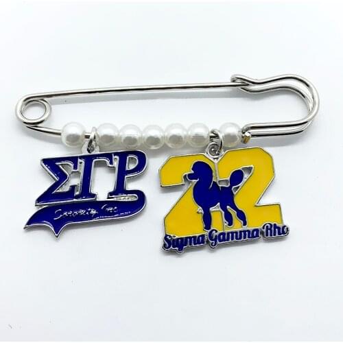 Fashion Greek letter society SIGMA GAMMA RHO sorority symbolic poodle enamel pendant imitation pearl metal brooch