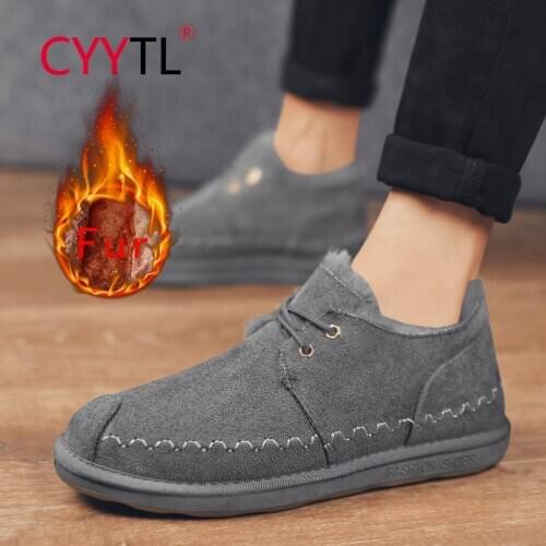 CYYTL Older Men Keep Warm Winter Fur Lined Shoes Outdoor Non Slip Comfortable Cotton Casual Botas Zapatos Casuales De Mujer