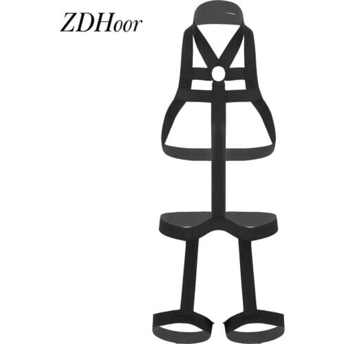 Mens Halter Neck Elastic Full Erotic Body Chest Harness Straps Belt with Leg Garter Straps for Cosplay Nightclub Costumes Props