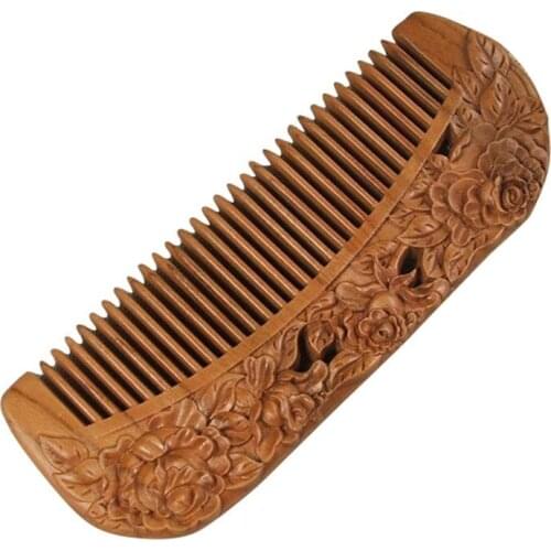 Hollow Rose Flower Carving Peach Wood Comb Anti Static Hair Styling Tool Carved with rose and flower quite stylish.quite stylish